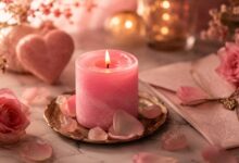 Candela rosa in amore per rituale di armonia e riavvicinamento